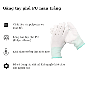 Găng tay phủ PU màu trắng
