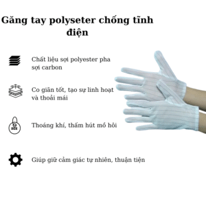 Găng tay polyseter chống tĩnh điện