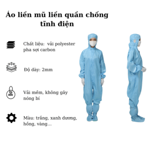 Áo liền mũ liền quần chống tĩnh điện
