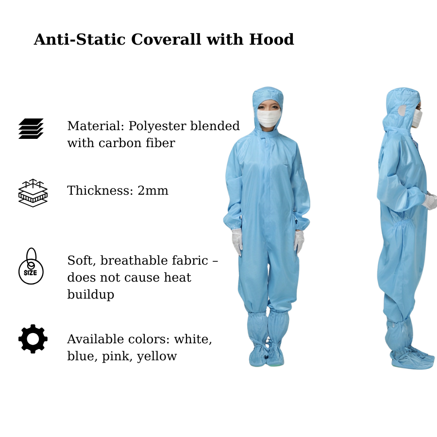 Áo liền mũ liền quần chống tĩnh điện