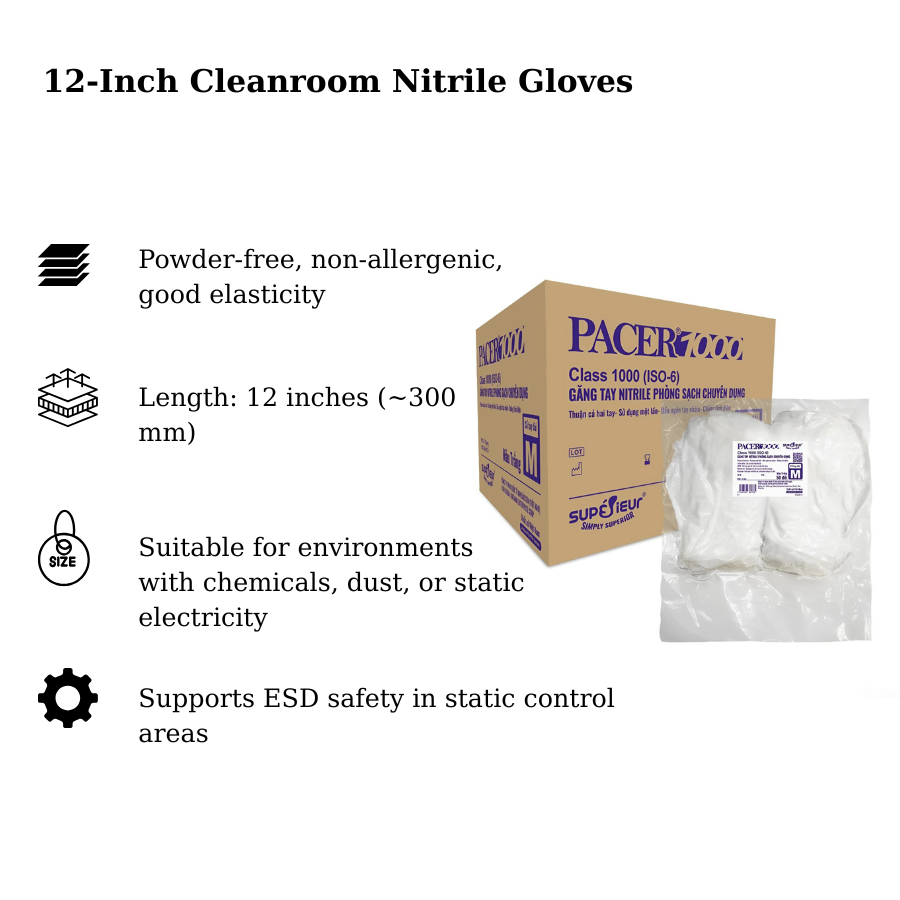 Găng tay nitrile phòng sạch 12 inch