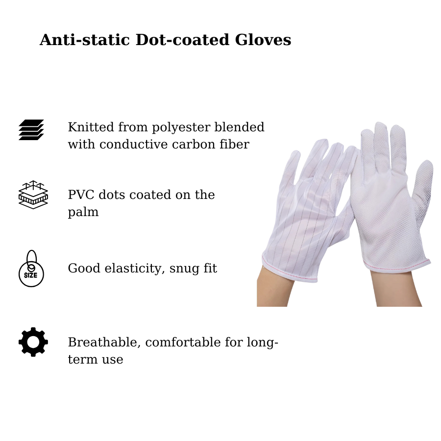 Găng tay phủ hạt chống tĩnh điện