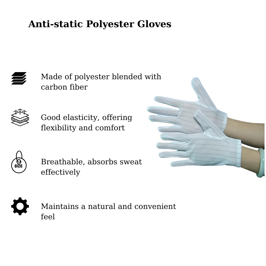 Găng tay polyseter chống tĩnh điện