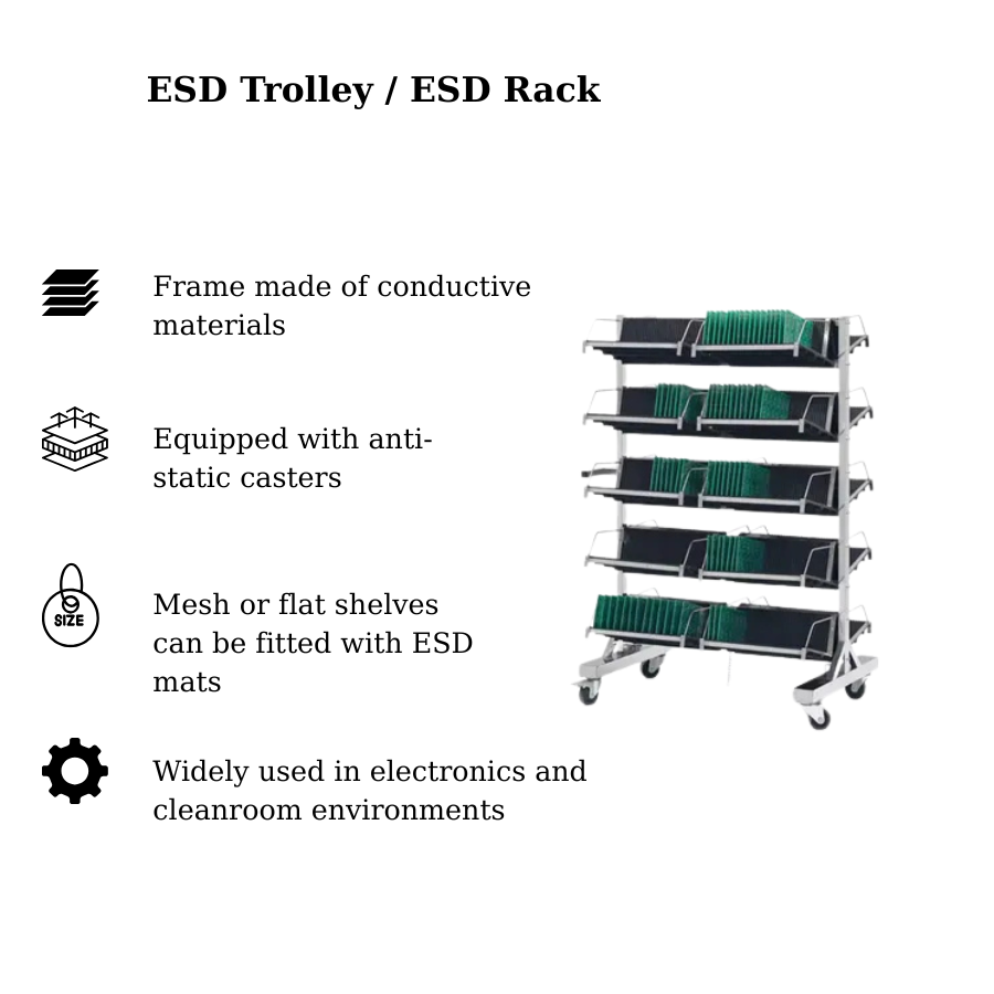Xe đẩy chống tĩnh điện/ Giá kệ chống tĩnh điện