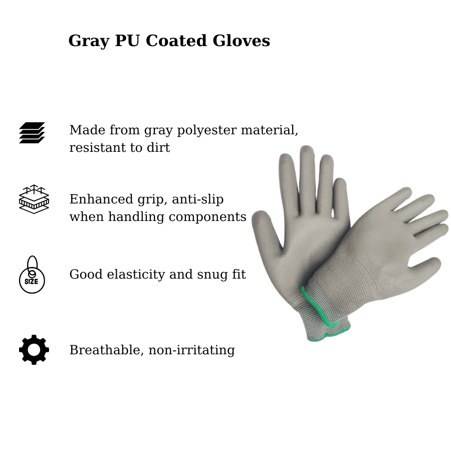 Găng tay phủ PU màu xám