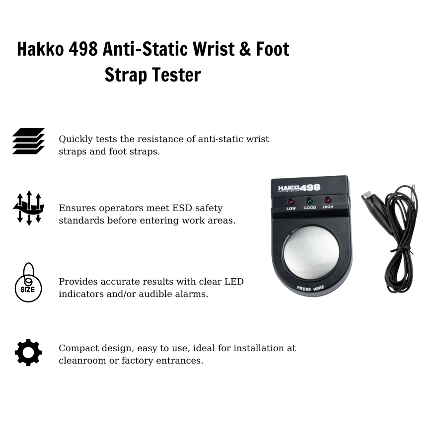 Máy kiểm tra vòng đeo tay chân chống tĩnh điện Hakko 498