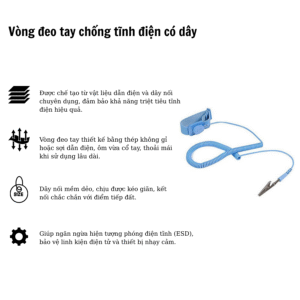 Vòng đeo tay chống tĩnh điện có dây