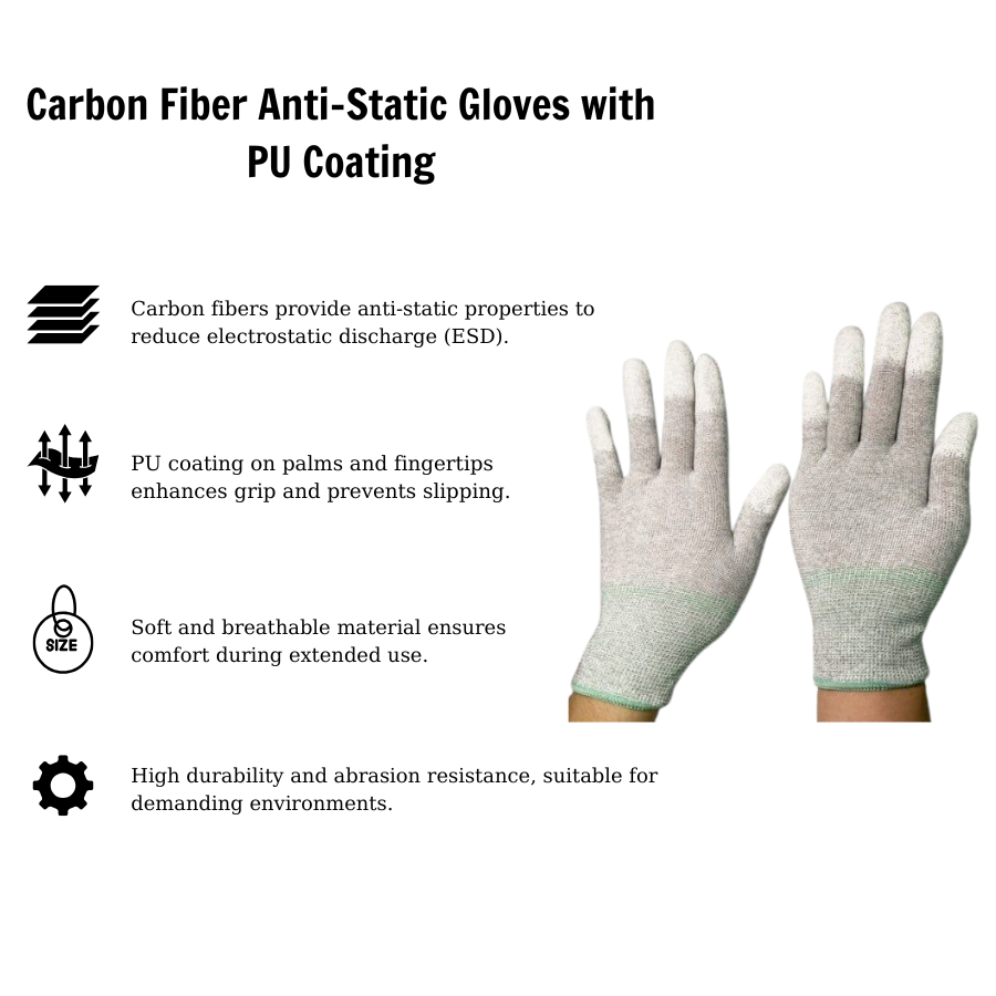 Găng tay carbon chống tĩnh điện phủ PU